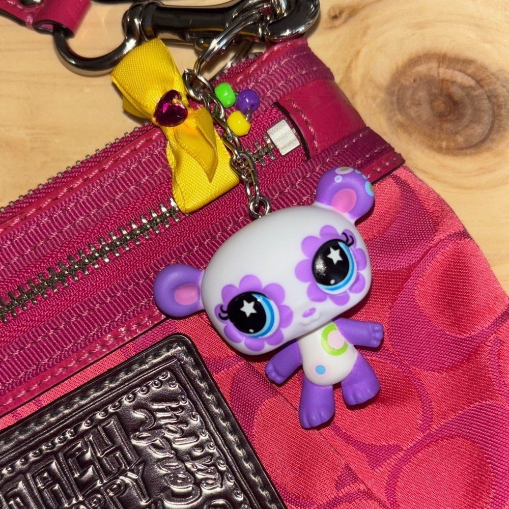 Littlest Pet Shop G2 Purple & White panda Bear Keychain – Custom Bag Charm